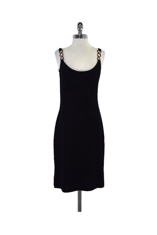 Current Boutique-St. John - Black Textured Wool Sleeveless Dress Sz 8
