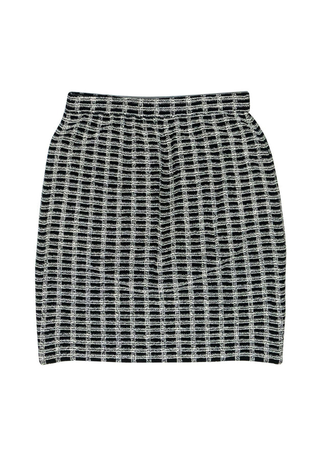 Current Boutique-St. John - Black & White Grid Printed Skirt Sz 2