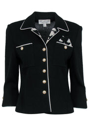 Current Boutique-St. John - Black & White Knit Blazer w/ Pearl Buttons Sz 6