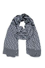Current Boutique-St. John - Black & White Printed Scarf
