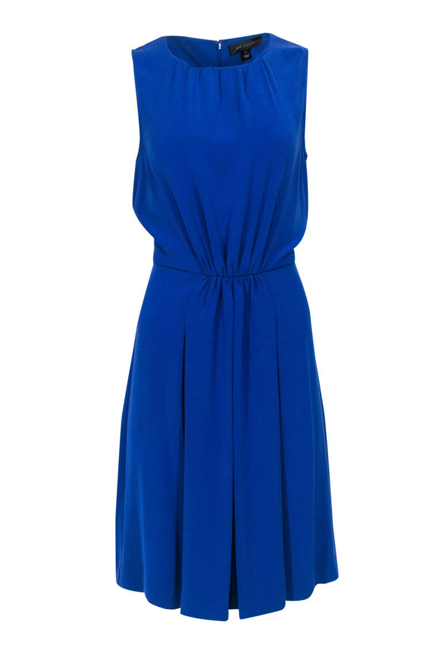 Current Boutique-St. John - Blue Gathered-Waist Column Dress Sz 6