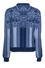 Current Boutique-St. John - Blue Printed Zip-Up Knit Jacket Sz L