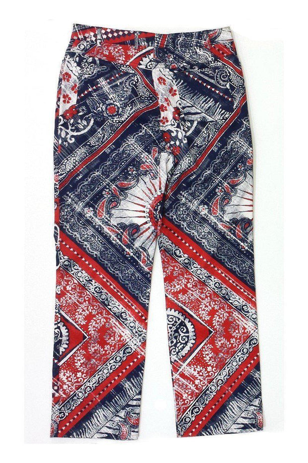 Current Boutique-St. John - Blue & Red Paisley Print Pants Sz 8