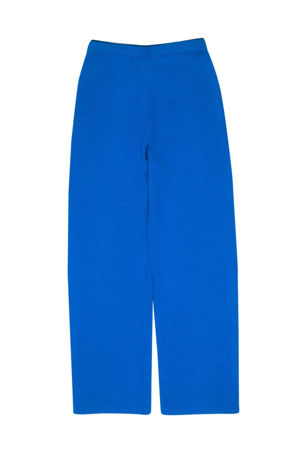 Current Boutique-St. John - Blue Wide Leg Knit Trousers Sz S