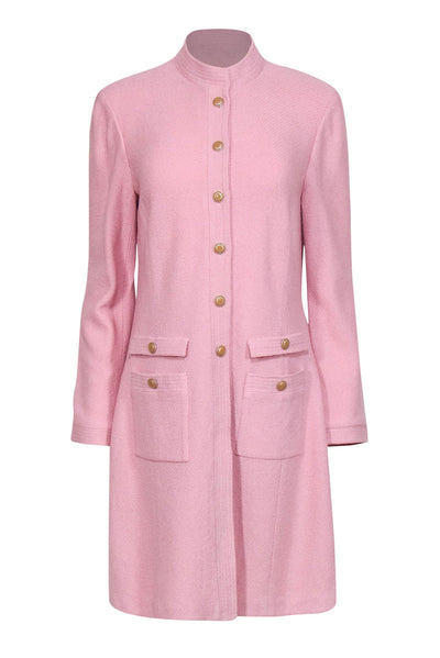 Current Boutique-St. John - Blush Pink Longline Cardigan w/ Decorative Buttons Sz 12