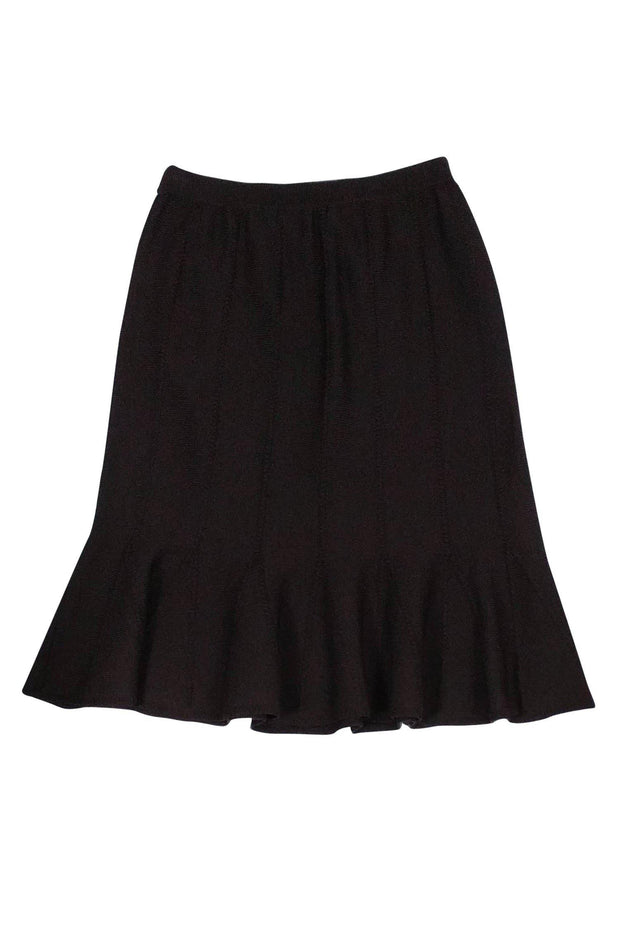 Current Boutique-St. John - Brown Flared Knit Skirt Sz 2
