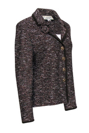 Current Boutique-St. John - Brown Marbled Knit Blazer w/ Floral Applique Sz 12