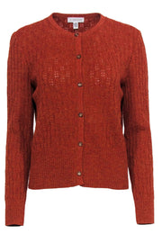 Current Boutique-St. John - Burnt Orange Cable Knit Button-Up Cardigan Sz M