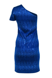 Current Boutique-St. John - Cobalt Blue Sequined One-Shoulder Knit Dress Sz 2