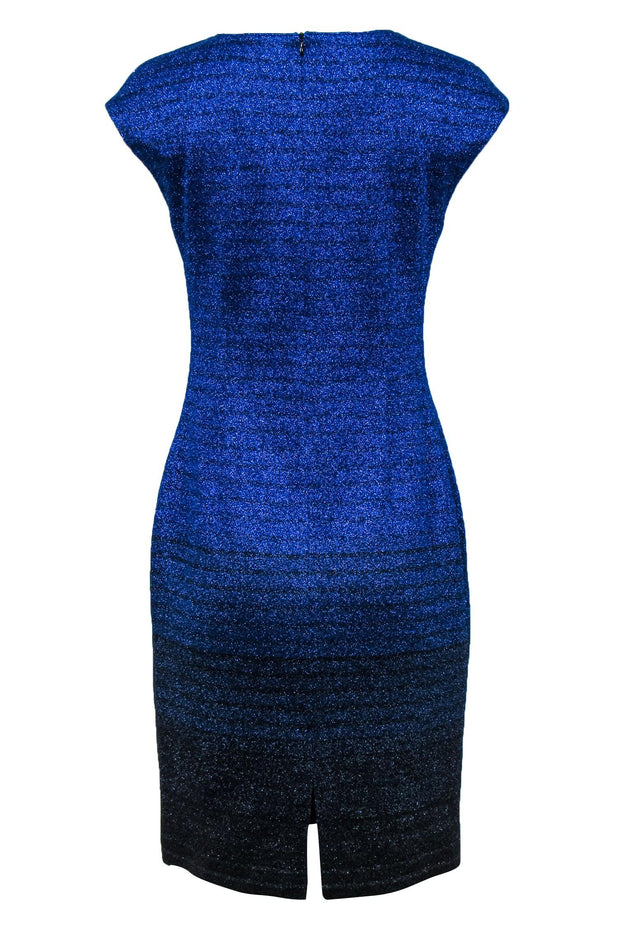 Current Boutique-St. John - Cobalt Blue Striped Sparkle Knit Sheath Dress Sz 8