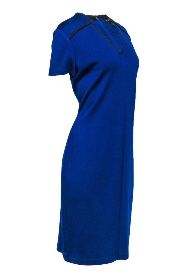 Current Boutique-St. John - Cobalt Blue Wool Blend Sheath Dress Sz 12