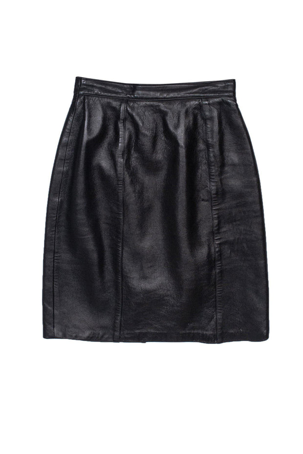 Current Boutique-St. John Collection - Black Leather Skirt Sz 2