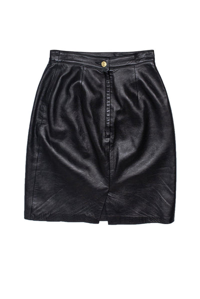 Current Boutique-St. John Collection - Black Leather Skirt Sz 2