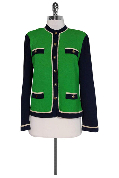 Current Boutique-St. John Collection - Kelly Green & Navy Blazer Sz 4