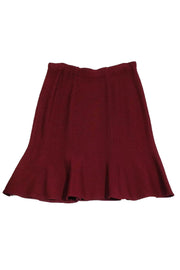 Current Boutique-St. John Collection - Maroon Flared Skirt Sz L