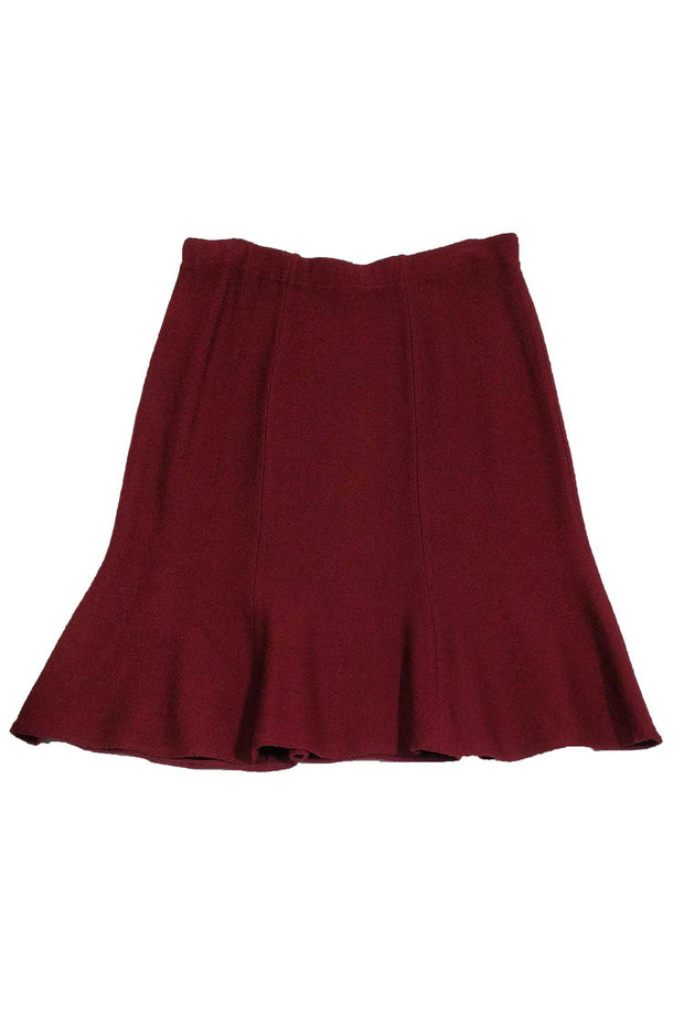 Current Boutique-St. John Collection - Maroon Flared Skirt Sz L