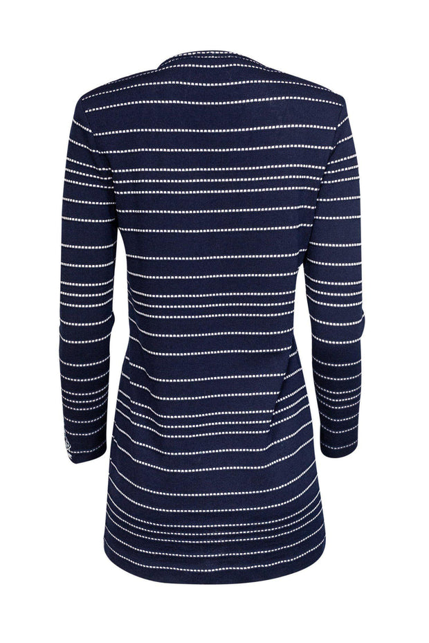 Current Boutique-St. John Collection - Navy Knit Cardigan w/ Stripes Sz P