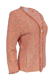 Current Boutique-St. John Collection - Peach Zip Up Jacket w/ Fringe Sz 8