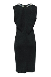 Current Boutique-St. John Couture - Black Knit Sheath Dress w/ Pearls & Feathers Sz 12