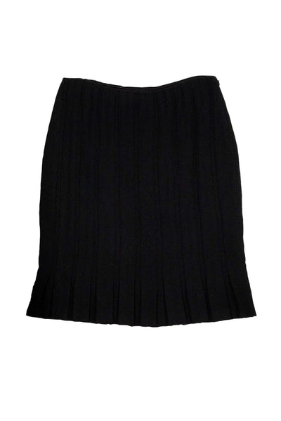 Current Boutique-St. John Couture - Black Pleated Knit Skirt Sz 8