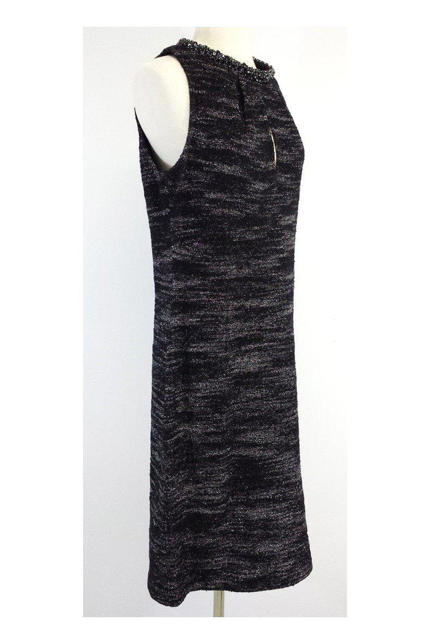 Current Boutique-St. John Couture - Black & Silver Metallic Sleeveless Dress Sz 12