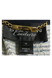 Current Boutique-St. John Couture - Silver & Blue Tweed Blazer Sz 10