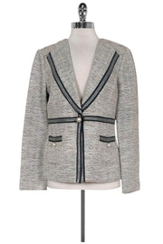Current Boutique-St. John Couture - Silver & Blue Tweed Blazer Sz 10
