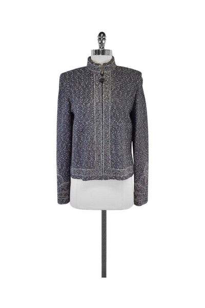 Current Boutique-St. John Couture - Slate Metallic Wool Blend Jacket Sz 8