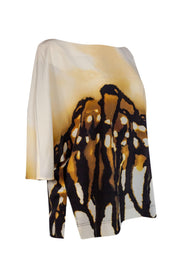 Current Boutique-St. John - Cream Abstract Print Oversized Blouse Sz L