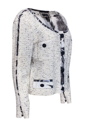 Current Boutique-St. John - Cream & Black Tweed Jacket w/ Chiffon Sz 14