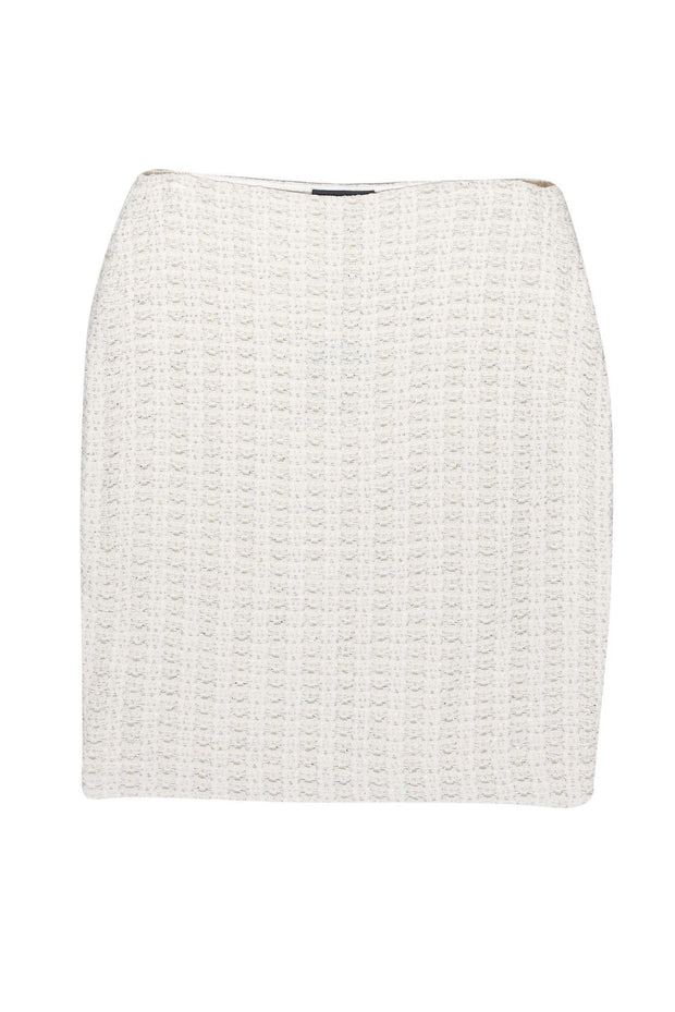 Current Boutique-St. John - Cream & Metallic Tweed Wool Blend Skirt Sz 12