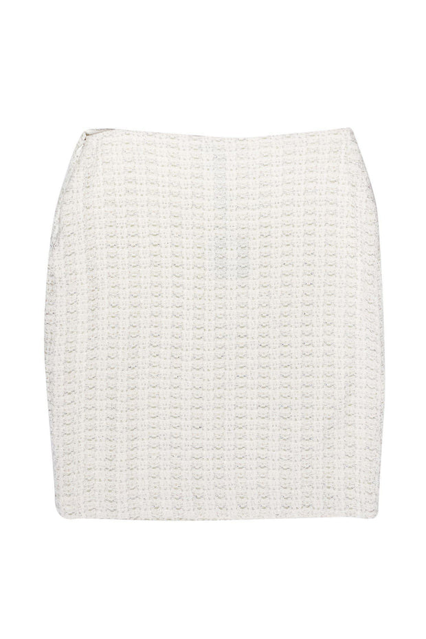 Current Boutique-St. John - Cream & Metallic Tweed Wool Blend Skirt Sz 12