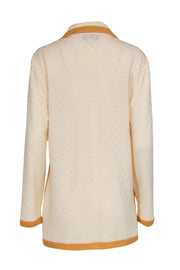 Current Boutique-St. John - Cream & Tan Textured Knit Clasped Cardigan Sz 12