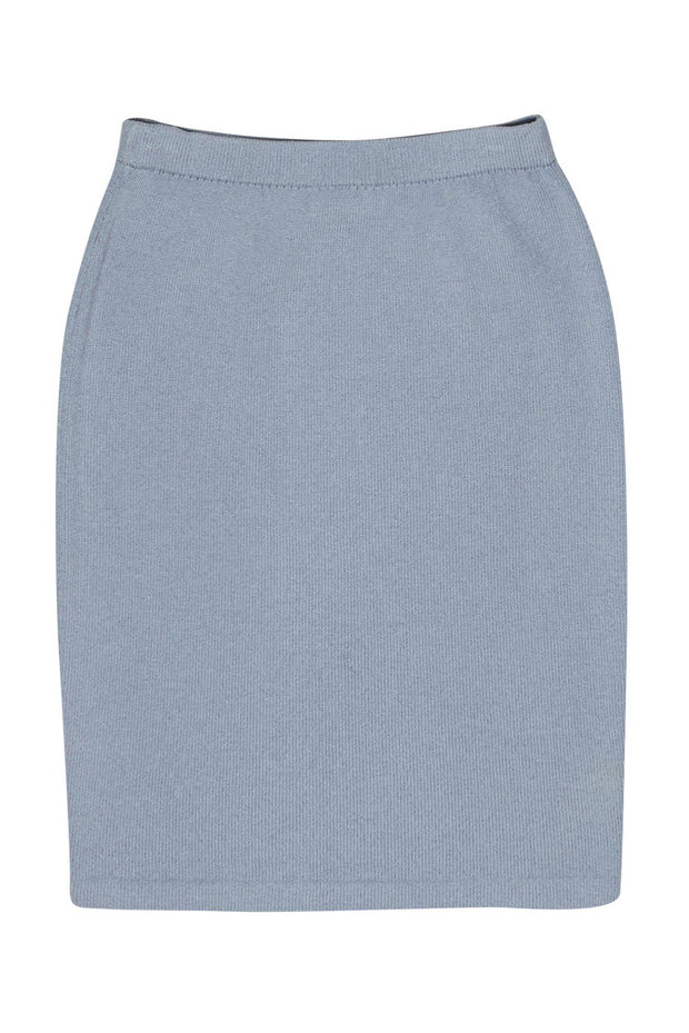 Current Boutique-St. John - Desaturated Blue Knit Pencil Skirt Sz 6