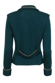 Current Boutique-St. John - Emerald Green Knit Blazer w/ Gold Chain & Buttons Sz 4