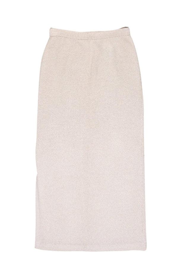 Current Boutique-St. John Evening - Beige Knit Maxi Skirt w/ Side Slit Sz 4