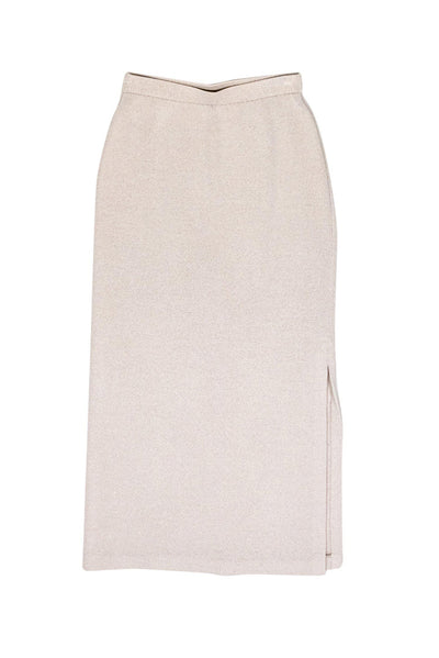 Current Boutique-St. John Evening - Beige Knit Maxi Skirt w/ Side Slit Sz 4
