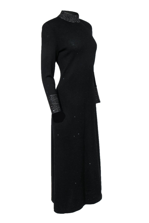 Current Boutique-St. John Evening - Black Knitted Gown w/ Sequins Sz 4