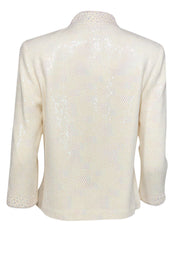 Current Boutique-St. John Evening - White & Iridescent Knit Zip-Up Jacket Sz 10