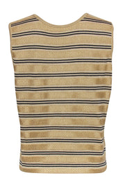 Current Boutique-St. John - Gold Knit Striped V-Neck Tank Sz L