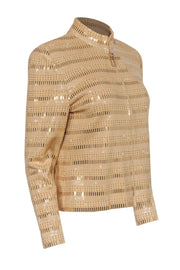 Current Boutique-St. John - Gold Knit Zip-Up Jacket w/ Iridescent Beading Sz 8