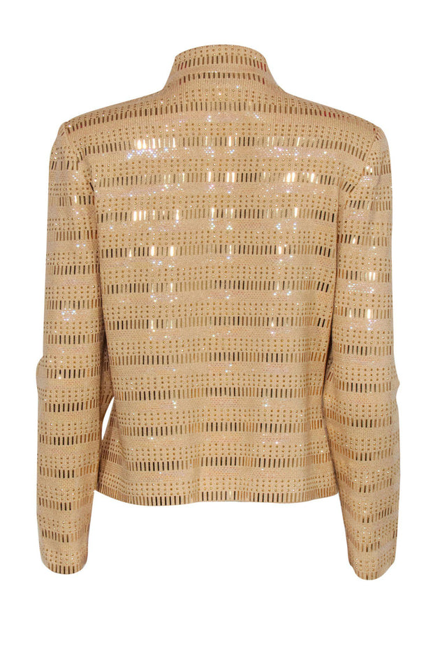 Current Boutique-St. John - Gold Knit Zip-Up Jacket w/ Iridescent Beading Sz 8