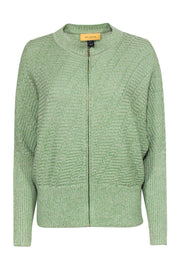 Current Boutique-St. John - Green Marbled Knit Zip-Up Cardigan Sz S