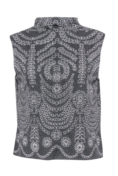 Current Boutique-St. John - Grey & Silver Knit Sleeveless Sweater Sz M
