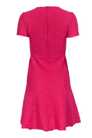 Current Boutique-St. John - Hot Pink Short Sleeved Flared Textured Dress Sz 4