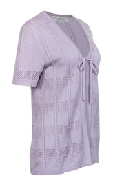 Current Boutique-St. John - Lavender Short Sleeve Tied Knit Sweater Sz 6