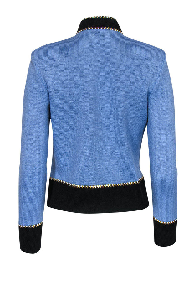 Current Boutique-St. John - Light Blue Knit Jacket w/ Gold Buttons Sz 2