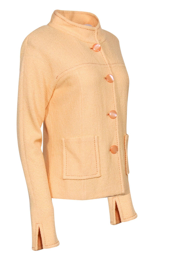 Current Boutique-St. John - Light Orange Knit Button-Up Jacket Sz 10