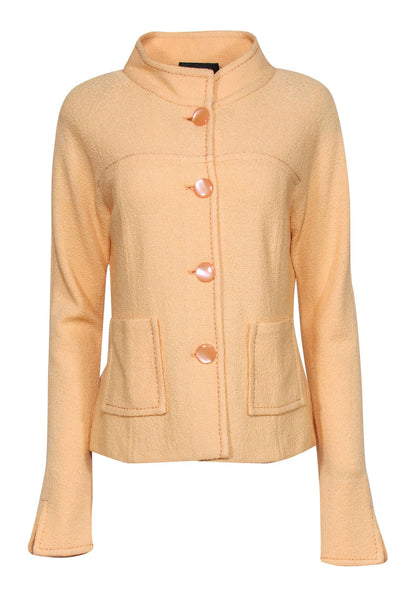 Current Boutique-St. John - Light Orange Knit Button-Up Jacket Sz 10