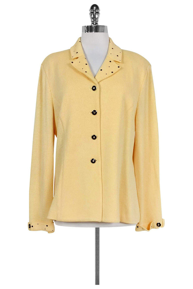 Current Boutique-St. John - Light Yellow Knit Jacket Sz 14